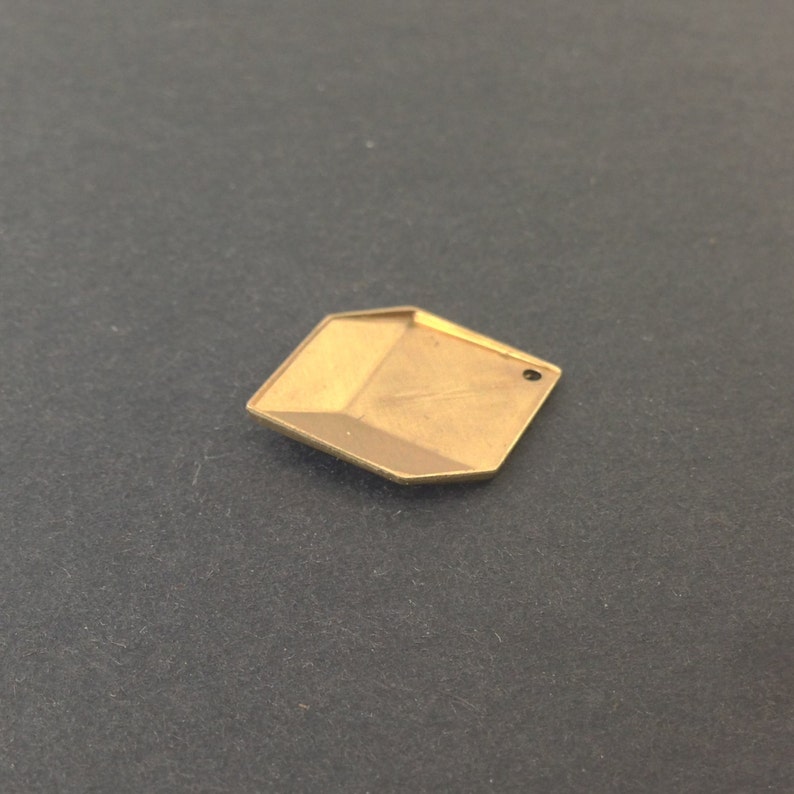 1 Hole Raw Brass Geometric Square Charms Drops 6 mtl076A image 2