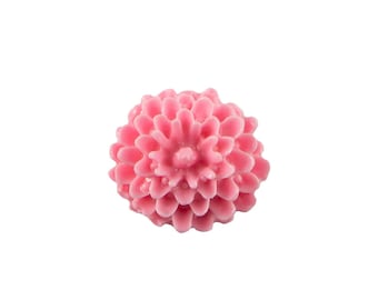 10mm Opaque Pink Dahlia Flower Acrylic Cabochon (6)