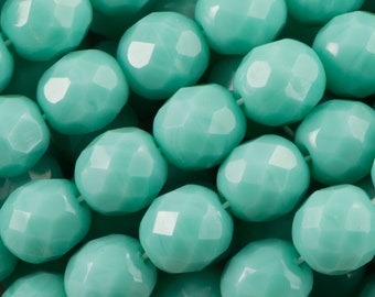 8mm Turquoise Czech Firepolish Faceted Glass Beads (25)