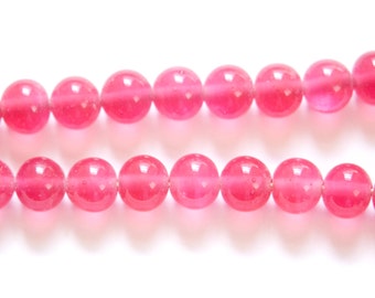 Vintage Rose Pink Glass Beads Japan 8- 9mm (6) jpn005M