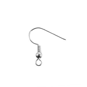 May include: Silver earring hook with a small ball at the end and a spring to secure the earring.