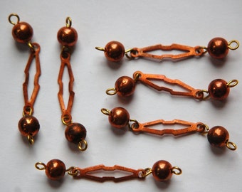 Vintage Japan Copper Colored Beaded Drops Connectors drp071