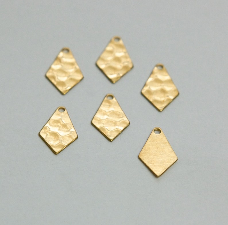 1 Hole Raw Brass Hammered Pointed Teardrop Charms Drops 10 mtl393B image 2