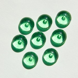 Vintage Translucent Green Glass Cabochons 10mm cab813G