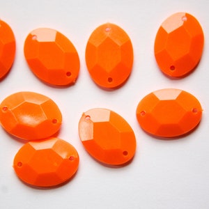 Vintage Orange Plastic Faceted Drops Connectors bds031K