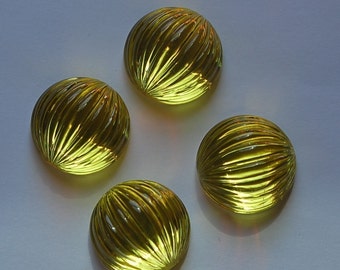 Yellow Ribbed Vintage Plastic Melon Cabochon 18mm cab395