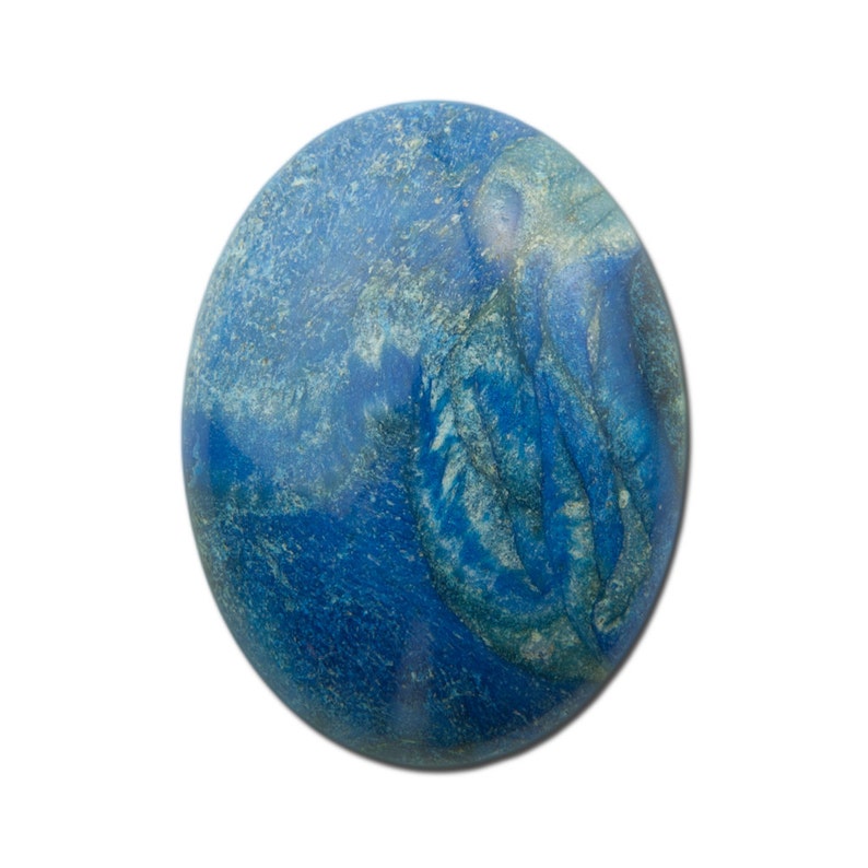 cab491B Vintage Blue Veined Acrylic Domed Cabochon Italy 40x30mm 1