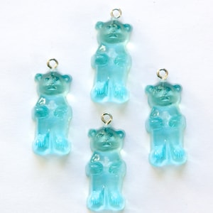 Aqua Blue Gummi Bear Charms Drops (4) chr152K