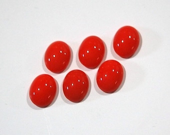 cabochons en verre corail vintage 10 mm x 8 mm (6) cab576JJ