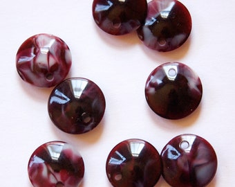 Vintage Plum Purple Acrylic Marbled Disc Charms chr102A