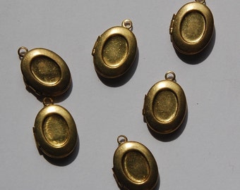 Vintage Small Raw Brass Oval Lockets with 8x6mm Setting lkt003H