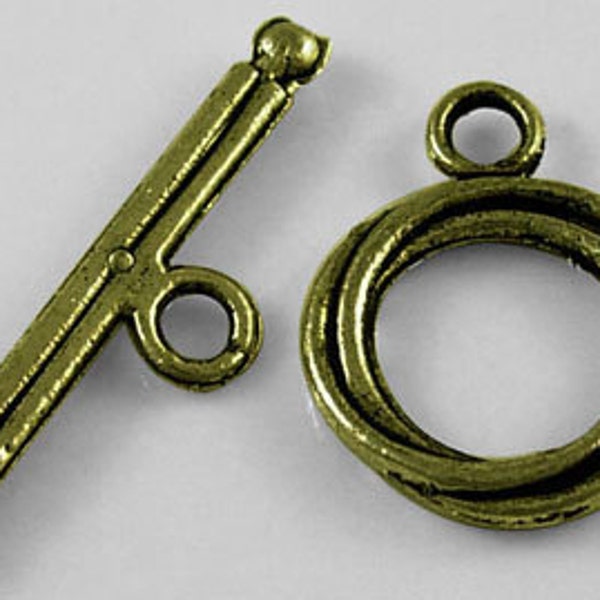 Simple Woven Top Antiqued Bronze Toggles (10 Sets) tog013A