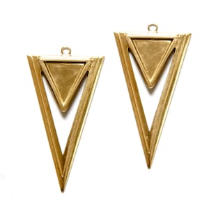 Raw Brass Open Double Triangle Hoop Pendant with Loop 4 mtl420A image 1