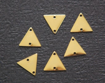 2 Hole Gold Plated Triangle Connector Link Charms Drops 13mm (10) mtl147M