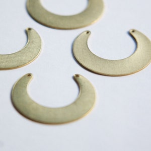 2 Hole Raw Brass Crescent Open Circle Pendant Drop 4 mtl318 image 2