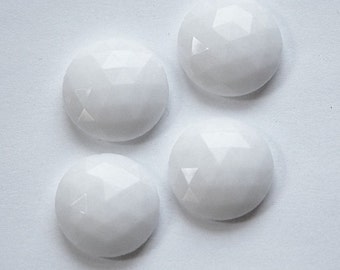 Vintage Opaque White Faceted Glass Cabochons 18mm cab780K