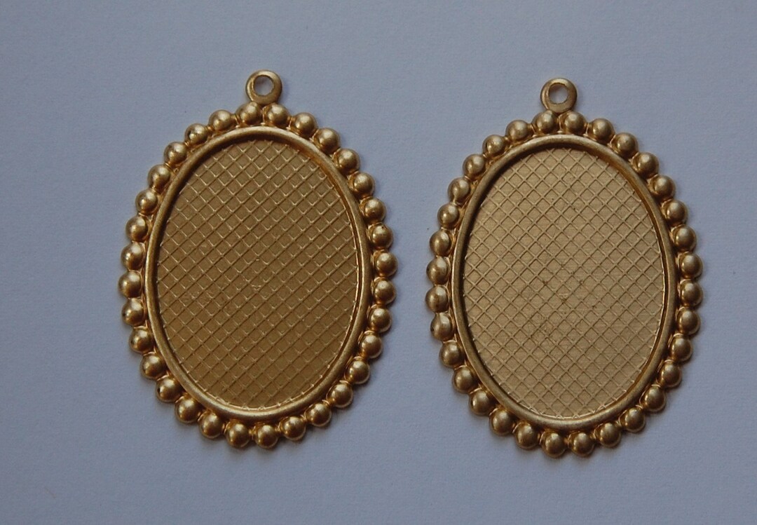 Raw Brass Beaded Edge Pendant Setting 25x18mm 4 Stn014e - Etsy