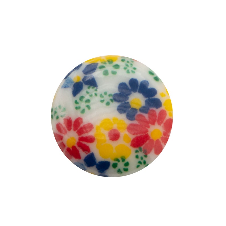 15mm Red Yellow and Blue Floral Glass Round Cabochons 4 image 1