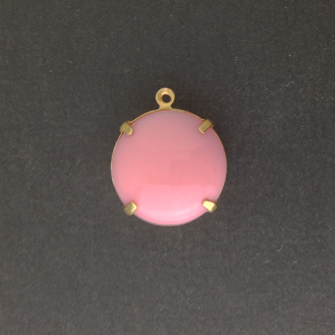 Vintage Opaque Pink Glass Stones 1 Loop Brass Settings 20mm Etsy