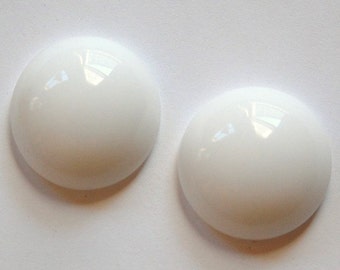 Vintage White Glass Cabochon 25mm Germany cab708G