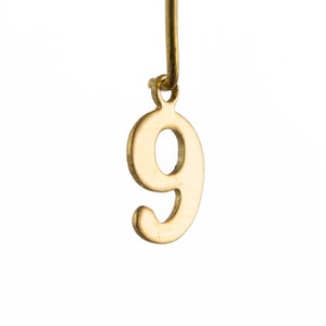 Raw Brass Number Nine Charm Drops 12x7mm (10) chr226J