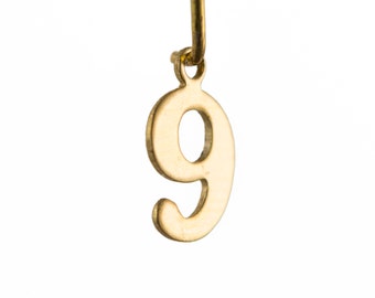 Raw Brass Number Nine Charm Drops 12x7mm (10) chr226J