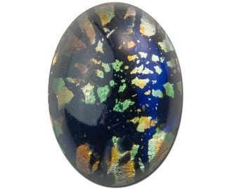 Blue Black Opal Glass Cabochon 25x18mm (1) cab5006G