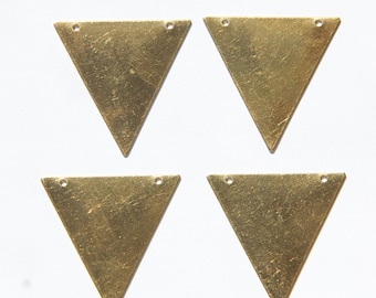 2 Hole Raw Brass Geometric Triangle Pendant Charm (6) mtl368A