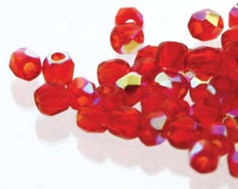 2mm Siam AB True 2 Czech Faceted Fire Polished Glass Beads (2g)