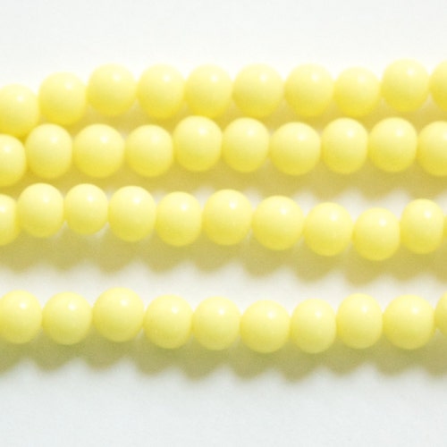 Vintage Soft Yellow Glass Beads Japan 6mm 10 Jpn001e Etsy