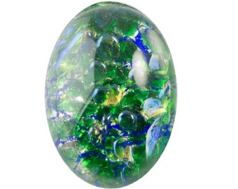 Green Opal Glass Cabochon 14mm x 10mm (2) cab5004B