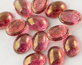 Czech Transparent Luster Rose Glass Cabochons 18x13mm (4) cab906C