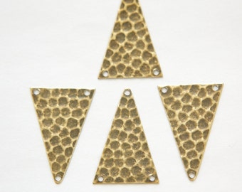 3 Hole Brass Ox Hammered Triangle Pendant Findings (6) mtl512C