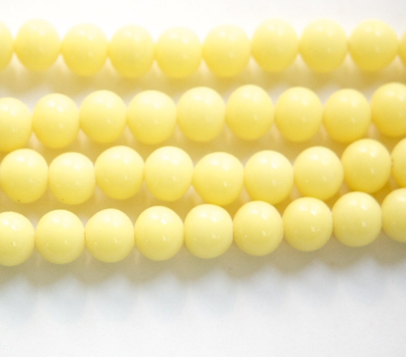 Vintage Opaque Soft Yellow Glass Beads Japan 8 9mm 6 Etsy