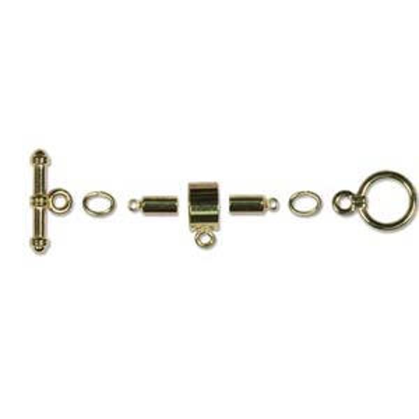 Kumihimo 3mm Barrel Toggle Finding Set Gold Plate