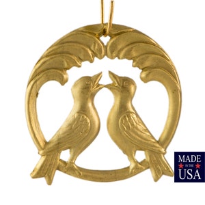 Raw Brass Singing Birds Pendant Stamping 38mm (2) mtl141
