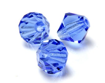 Czech Faceted Sapphire Blue Bicone Glass Beads 4mm (50) CZH-00041AL