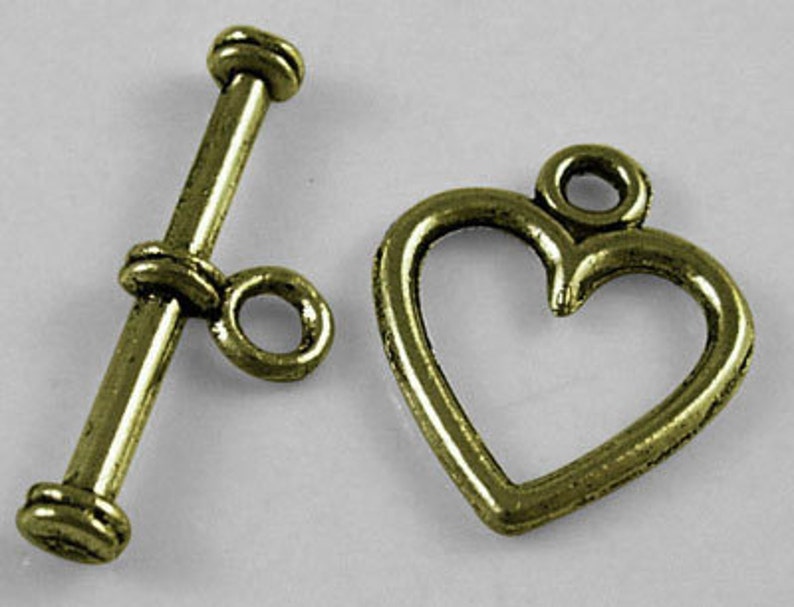 Rounded Heart Antiqued Bronze Toggles 20 Sets tog005C image 1