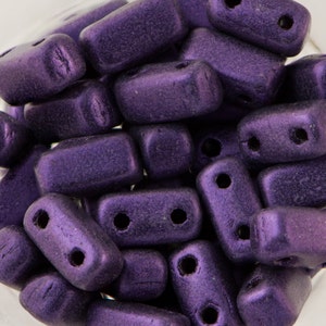 3/6mm Metallic Suede - Paarse Tsjechische Mate Brick Beads (50)