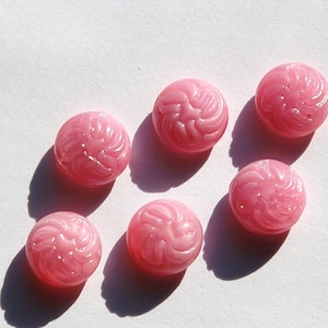 Vintage Pink Etched Swirled Top Glass Cabochons 9mm cab038A