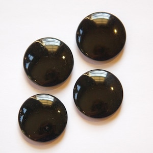 Vintage German Jet Black Glass Cabochon 23mm cab720D
