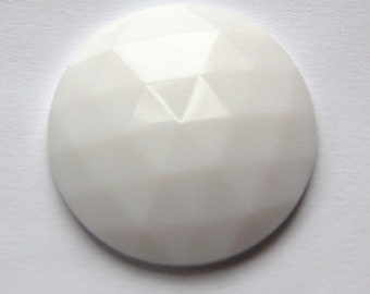 Vintage German Triangle Faceted White Glass Cabochon 35mm (1) cab663C