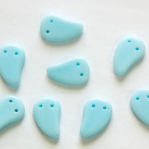 Vintage German Light Blue Comma 2 hole Glass Bead Charms grm052B