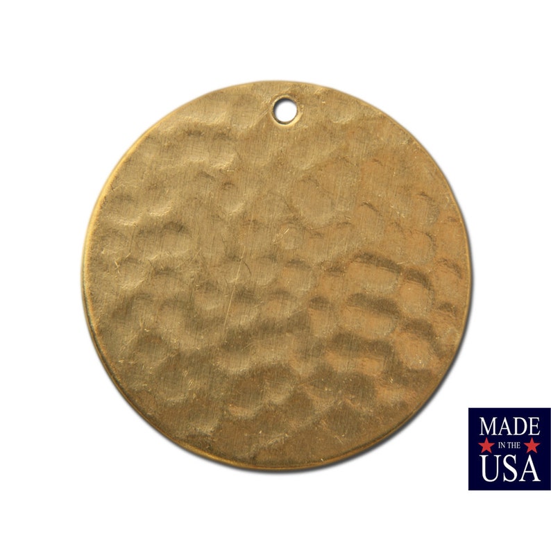 4 1 Hole Raw Brass Hammered Circle Pendants 23mm mtl297E