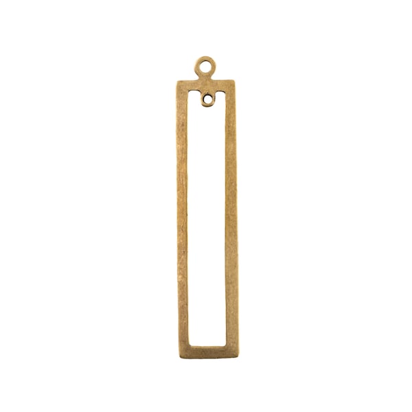 2 Hole Brass Ox Long Rectangle Pendant Drop 42x9mm (4)