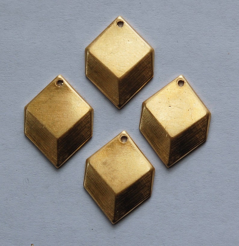 1 Hole Raw Brass Geometric Square Charms Drops 6 mtl076A image 3