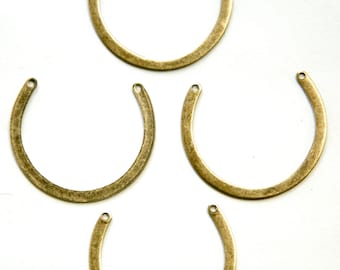 Charms pendentifs ronds partiels en forme de C en laiton plaqué bœuf 2 trous (8) mtl386C