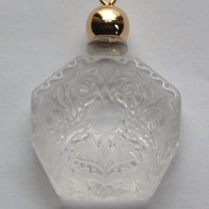 Vintage miniatuur duidelijk geëtst Faux parfum fles hanger pnd114A