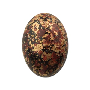 Vintage Black Cabochons with Red and Gold 18x13mm (4) cab263C