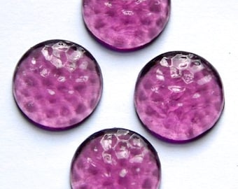 Vintage Grape Purple Glass Bumpy Top Translucent Cabochons 18mm (4) cab389